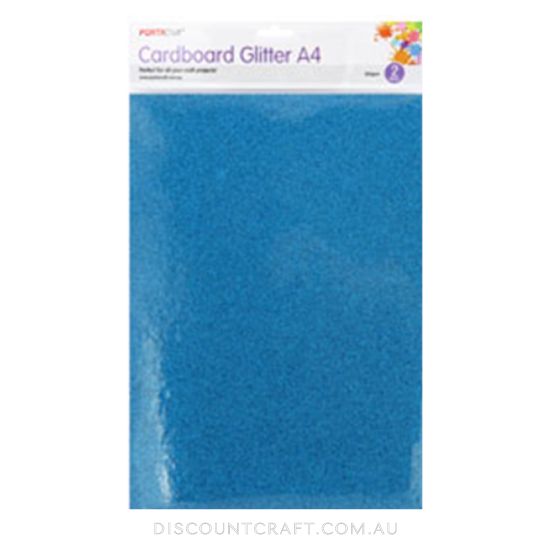Glitter Cardboard A4 300gsm 2pk - Light Blue