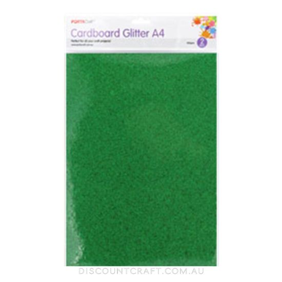 Glitter Cardboard A4 300gsm 2pk - Dark Green