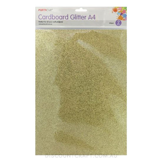 Glitter Cardboard A4 300gsm 2pk - Gold