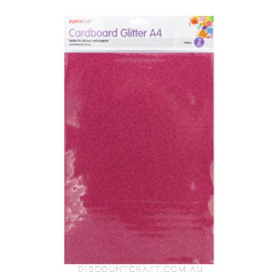 Glitter Cardboard A4 300gsm 2pk - Hot Pink