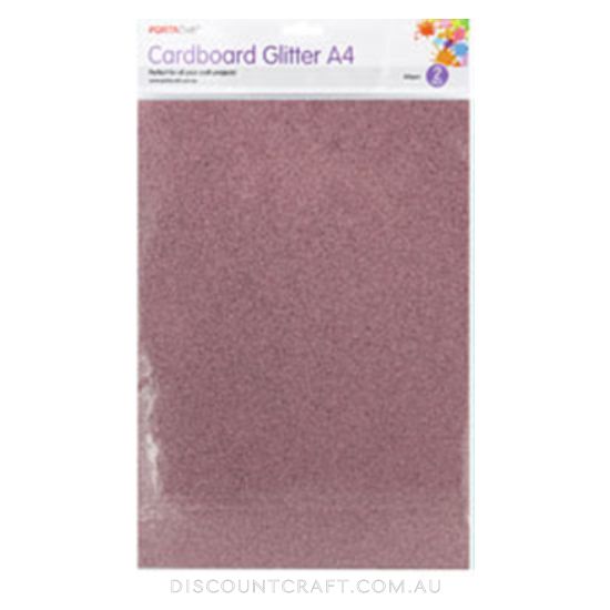 Glitter Cardboard A4 300gsm 2pk - Light Pink