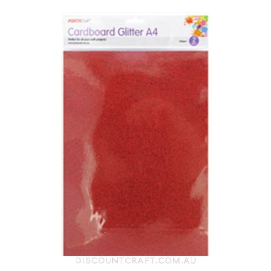 Glitter Cardboard A4 300gsm 2pk - Red