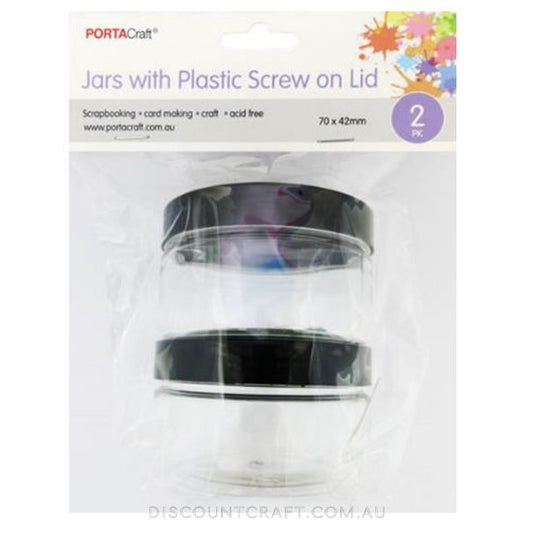 Jars with Plastic Screw Lids 70x42mm 2pk