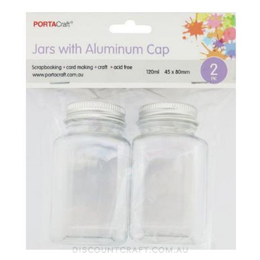 Jar with Aluminium Cap 120ml 45x80mm 2pk