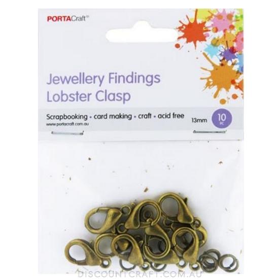 Lobster Clasp 13mm 10pk - Dark Gold