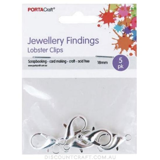 Lobster Clasps 18mm 5pk - Silver
