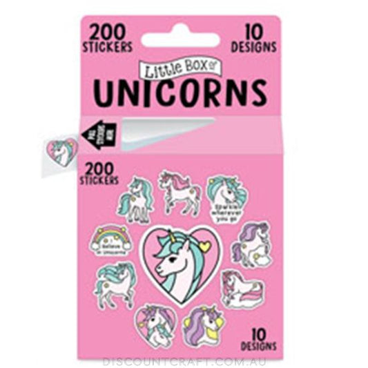 Sticker Roll 200pk - Unicorns Pink Box