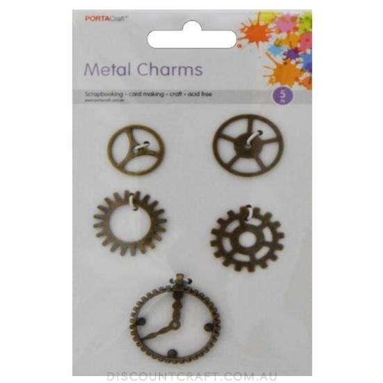 Charms Metal 6pc Gear Wheels