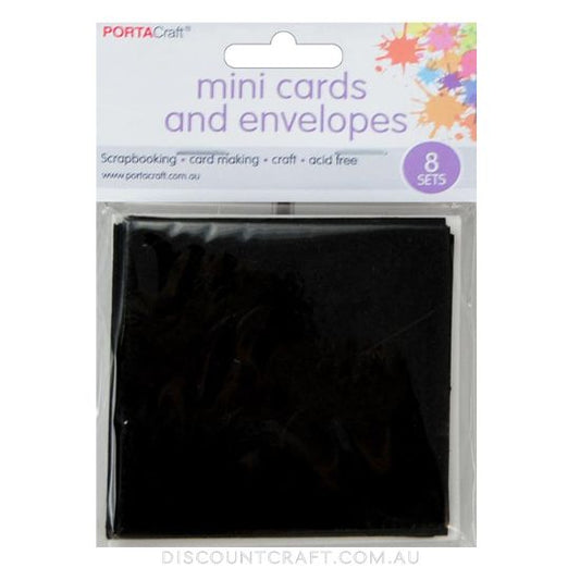 Mini Cards & Envelopes 77x77mm 8pk -  Black