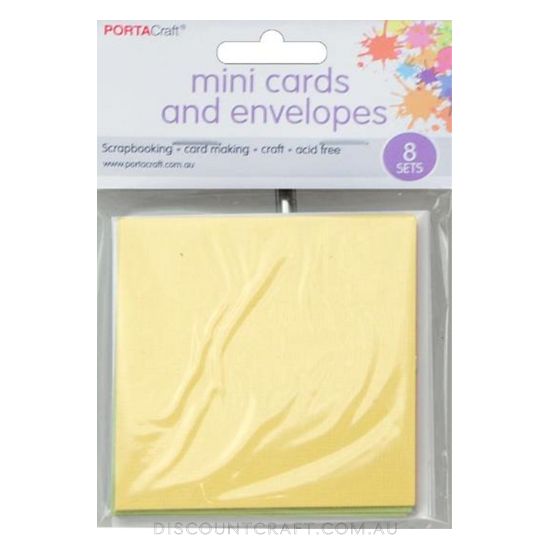 Mini Cards & Envelopes 77x77mm 8pk -  Pastel Assorted