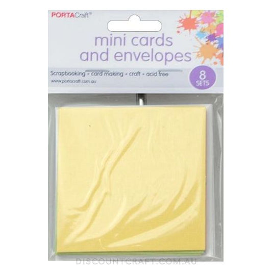 Mini Cards & Envelopes 77x77mm 8pk -  Pastel Assorted