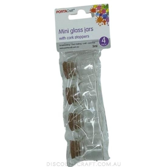 Glass Jars 30x30mm 4pk with Cork Stoppers