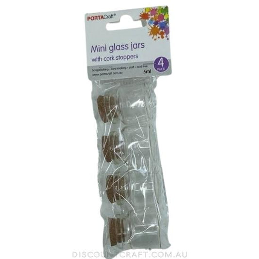 Glass Jars 30x30mm 4pk with Cork Stoppers