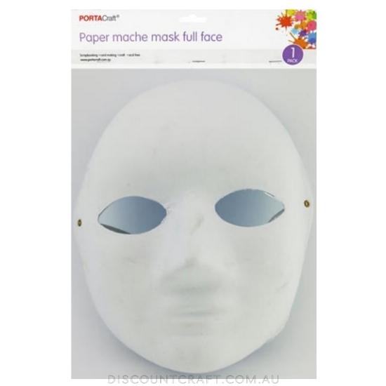 Paper Mache Mask Full Face 17.5x21.5cm