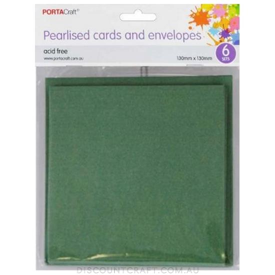 Pearlised Cards and Envelopes in a Dark Green Colour