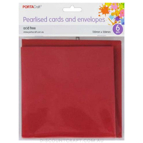 Square cards and envelope set in a Pearlised Red colour