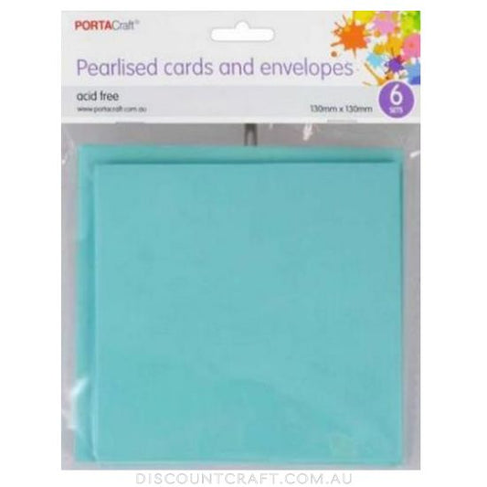 Pearlised Square cards and envelopes in a soft blue colour