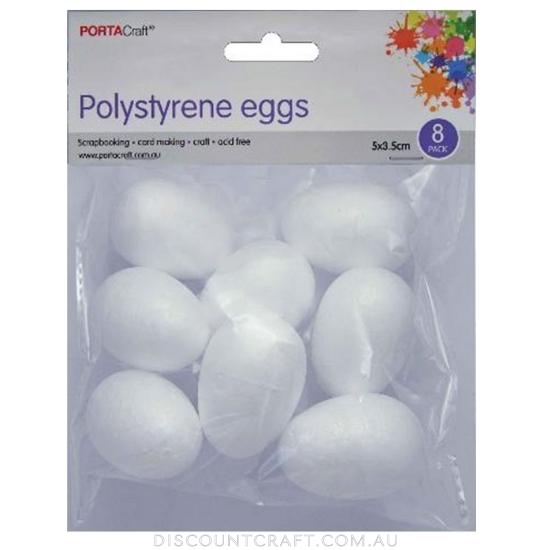 Polystyrene Eggs 35x50mm 8pk