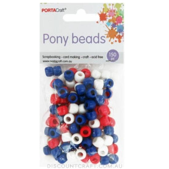 Pony Beads - 150 pack - Aussie Flag Assorted