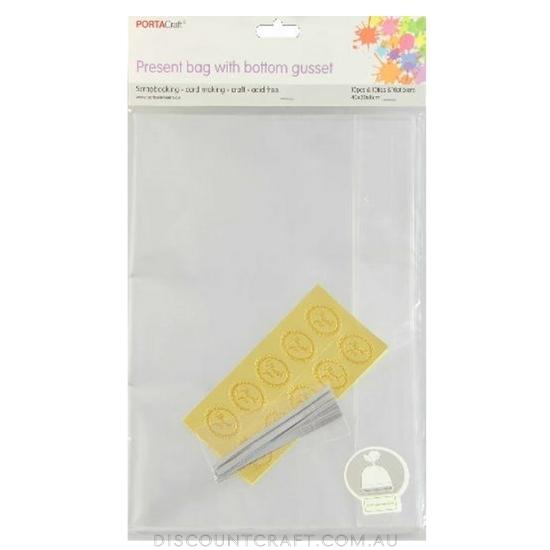 Present Bags Bottom Gusset 40x30x8cm 10 Bags & Ties