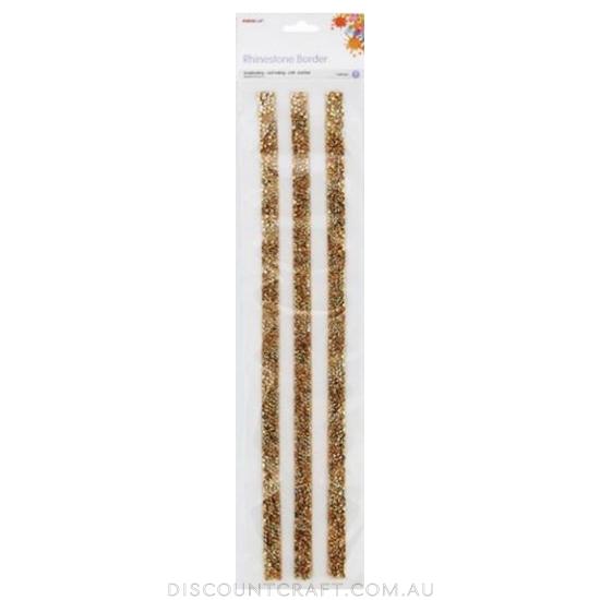 Rhinestone Borders 11mm 30cm 3 Strips - Gold - Discount Craft
