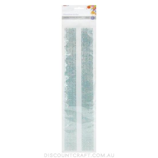 Rhinestone Borders 25mm 30cm 2 Strips - Iridescent - Discount Craft