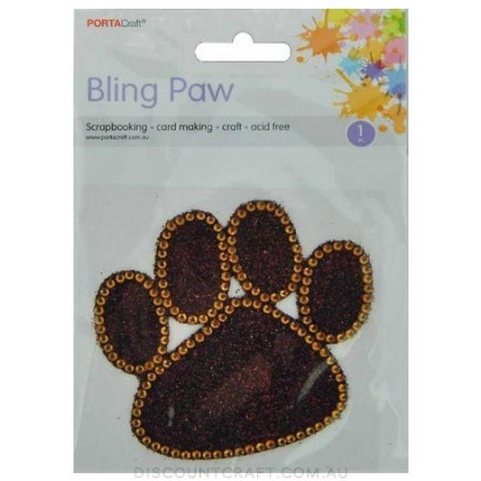 Rhinestone Decal Paw Print - Brown