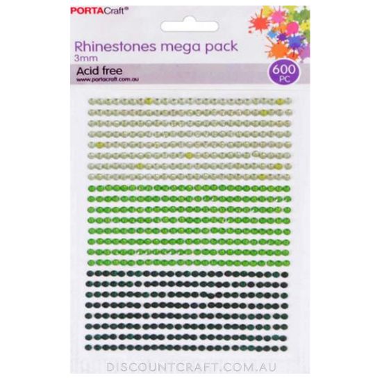 Rhinestone Sheet 3mm 600pc - Greens Theme