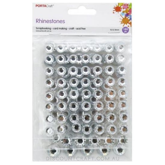 Rhinestone Multi Pack 10,12,14mm 144pk- Clear