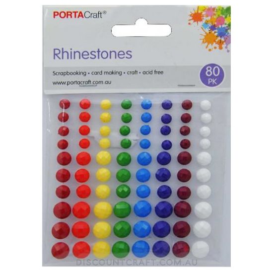 Rhinestone Sheet  6,8,10mm 80pc- Bright Colours