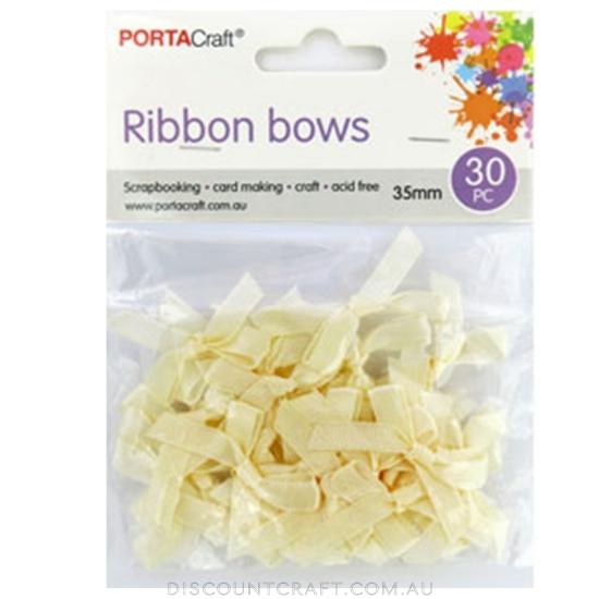 Ribbon Bows 35mm 30pk - Cream