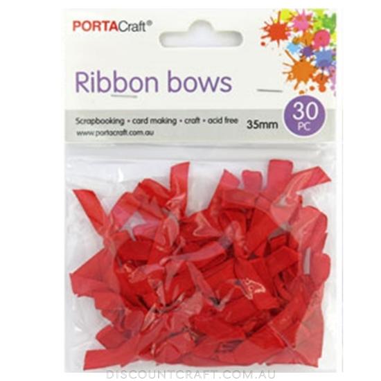 Ribbon Bows 35mm 30pk - Red