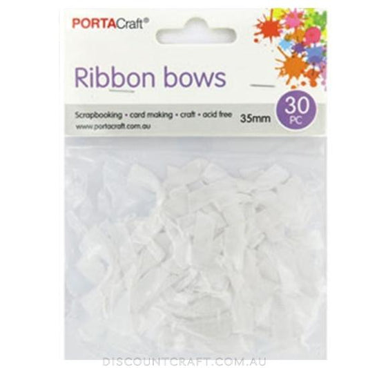 Ribbon Bows 35mm 30pk - White