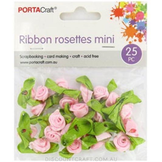 Ribbon Rosettes Mini 25pk - Baby Pink