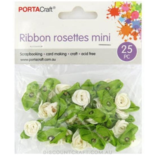 Ribbon Rosettes Mini 25pk - Cream