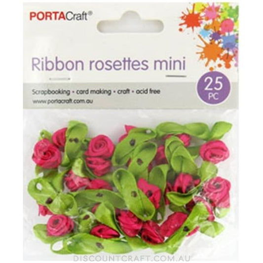 Ribbon Rosettes Mini 25pk - Hot Pink