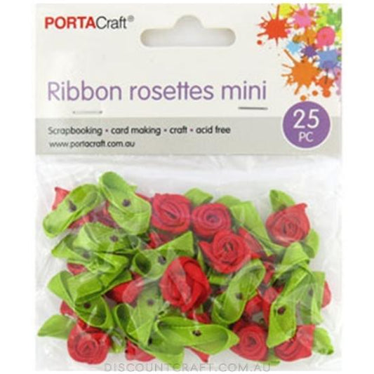 Ribbon Rosettes Mini 25pk - Red