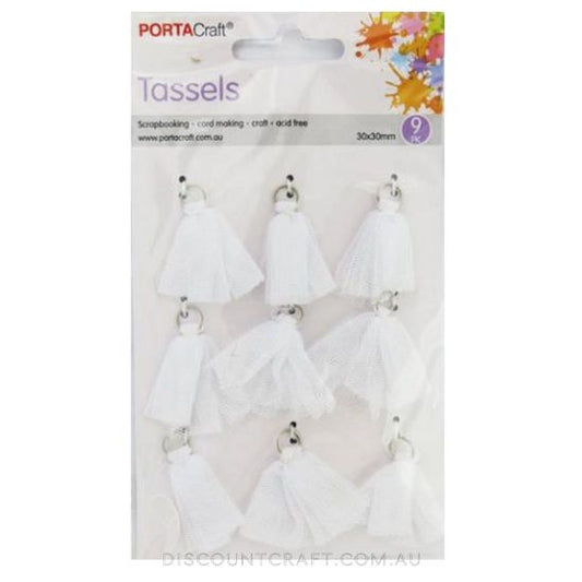 Tassels 30mm 9pk - Tulle White