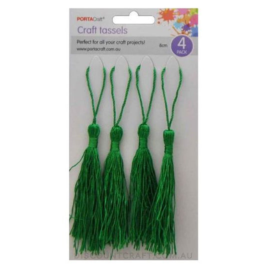 Tassels 80mm 4pk - Emerald Green