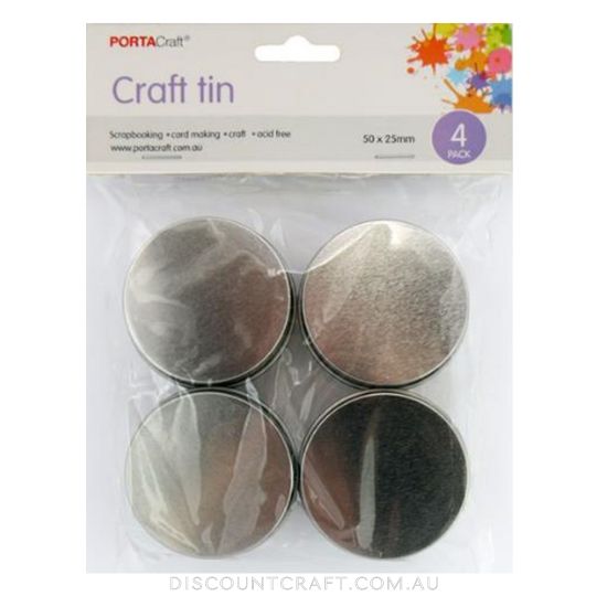 Round Craft Tin 50x25mm 4pk