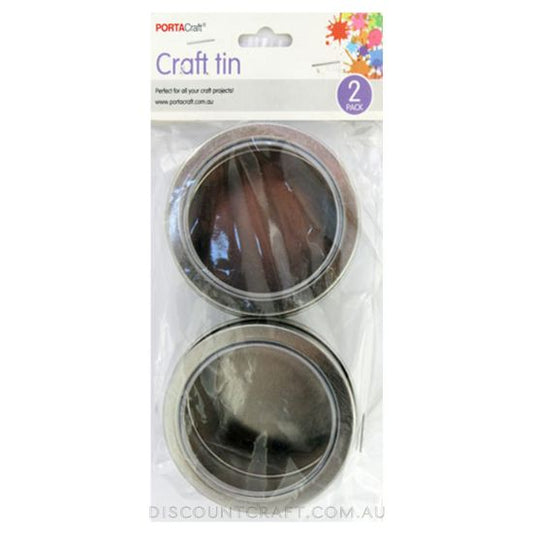 Round Craft Tin with Window Lid 60x30mm 2pk