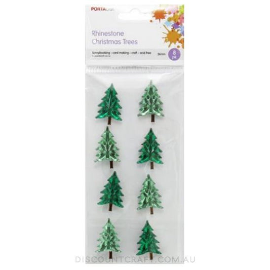 Gem Decals 8pc - Christmas Trees 16x26mm