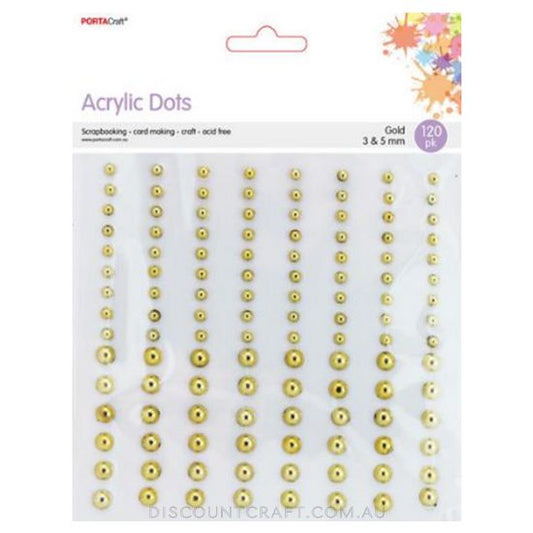 Acrylic Dots 3 & 5mm 120pk - Gold