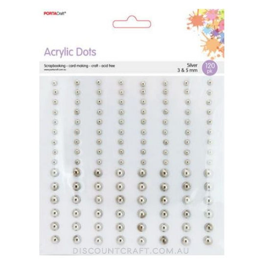 Acrylic Dots 3 & 5mm 120pk - Silver