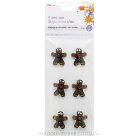 Gem Decals 6pc - Gingerbread Men 23mm - Discount Craft