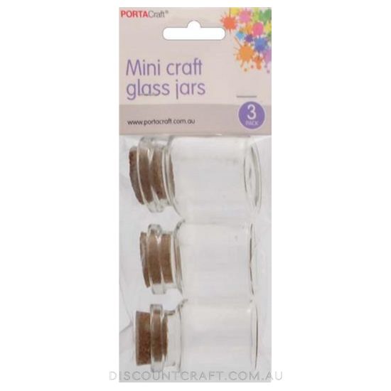 Glass Jars 30x40mm 3pk with Cork Stoppers Discount Craft