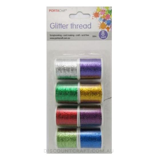 Glittered Thread Glitter Thread 50m 8pk - Discount Craft