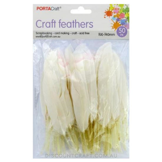 Goose Feathers 100mm 50pk - White