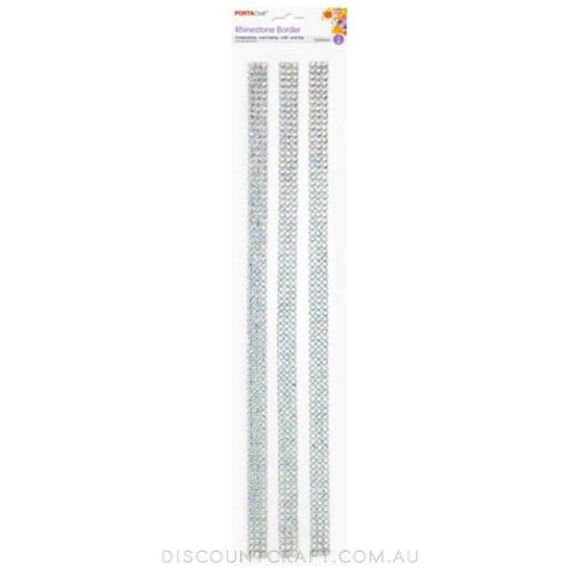 Rhinestone Borders 12mm 30cm 3 Strips - Iridescent Clear