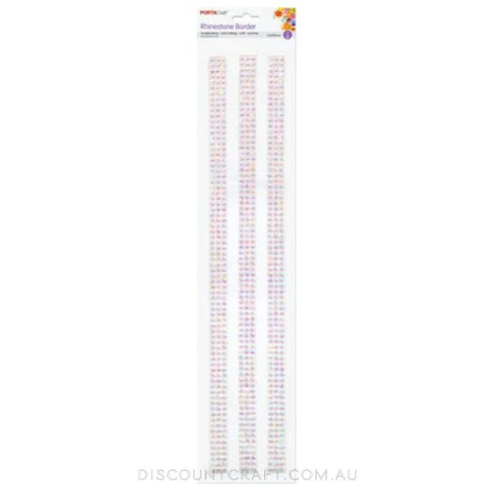 Rhinestone Borders 12mm 30cm 3 Strips - Iridescent Pink